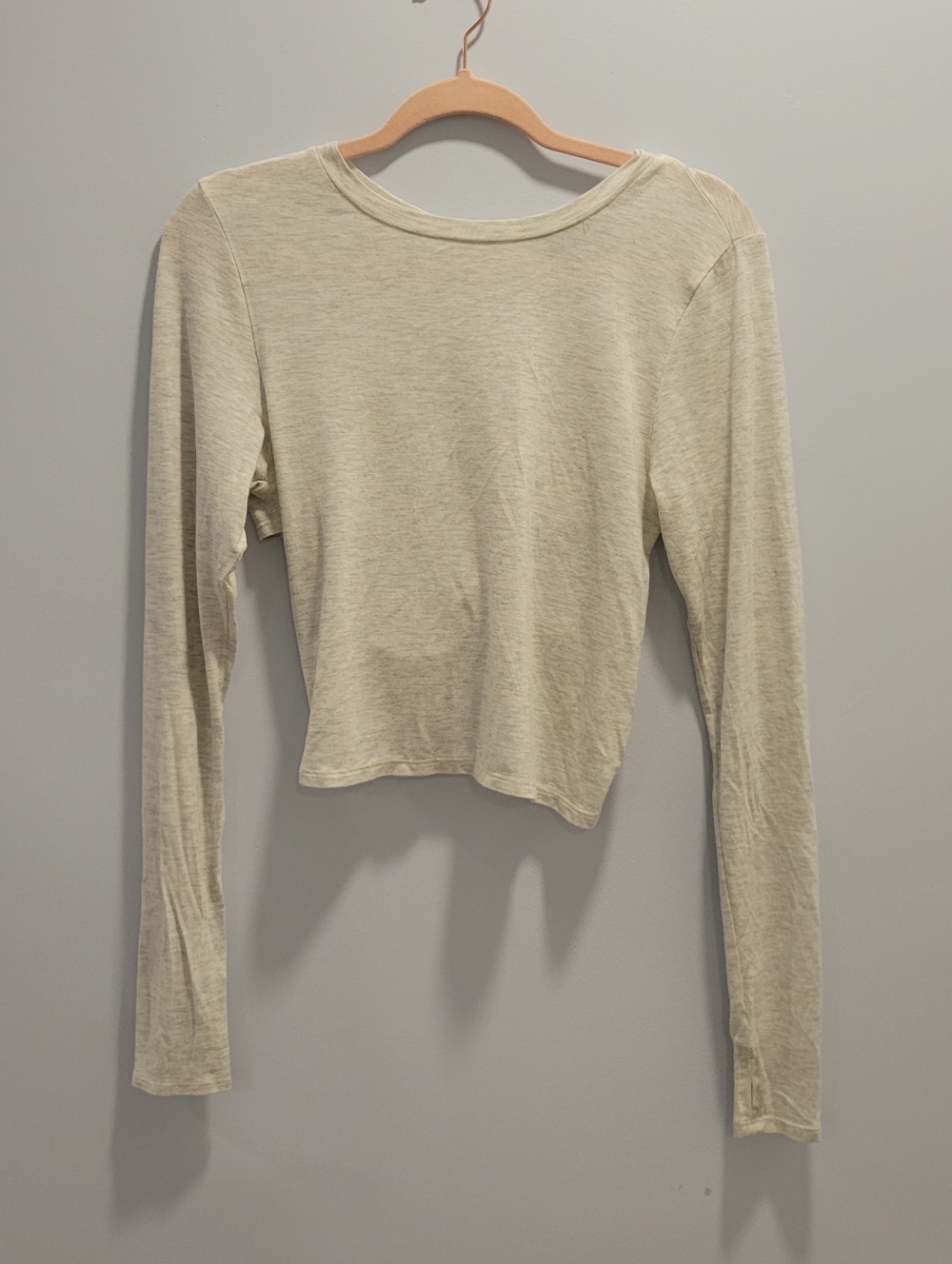 NUX Women's Lightweight Long-Sleeve Crew Top - Oatmeal Size M